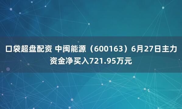 口袋超盘配资 中闽能源（600163）6月27日主力资金净买入721.95万元